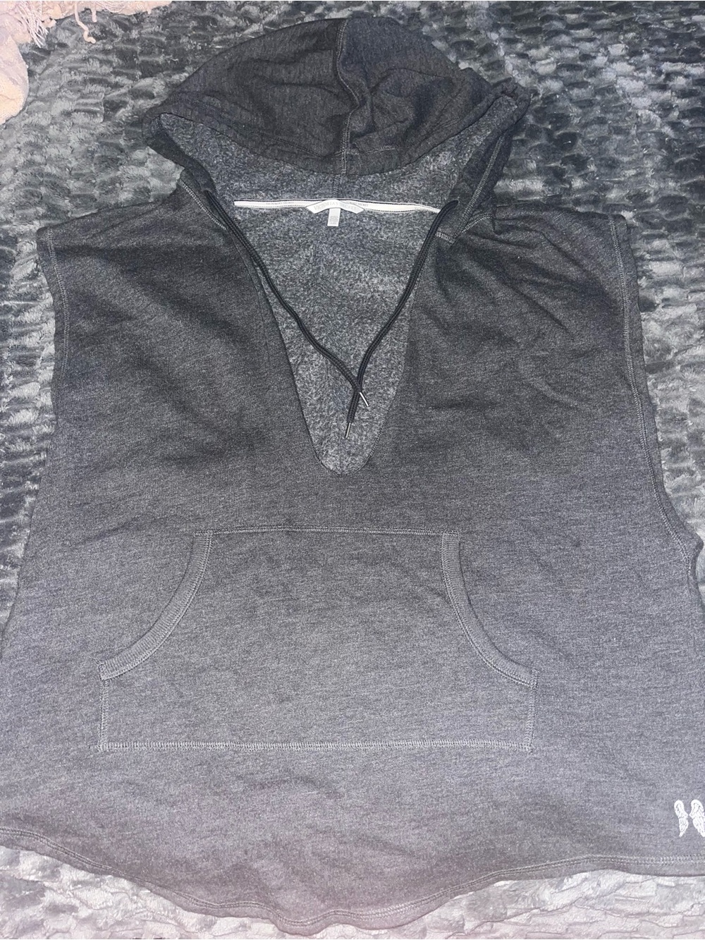 Victoria's Secret Dark Charcoal Gray Sleeveless Hooded Pullover